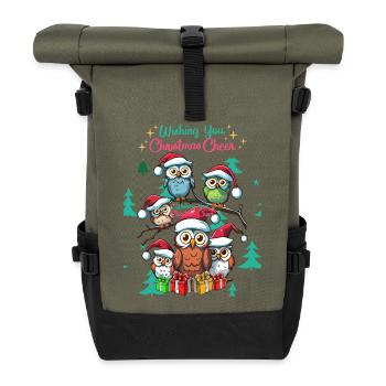 Festliche Eule Weihnachtsstimmung Design - Rolltop Rucksack - Olive/Schwarz - Vorne