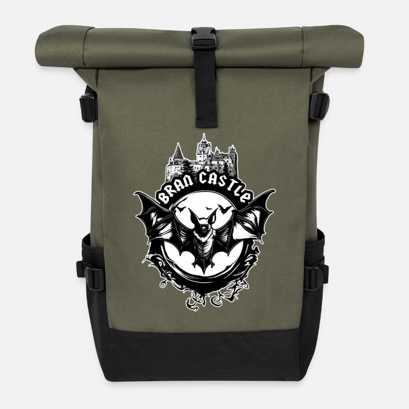 Château de Bran, Roumanie - Dracula - Sac à dos roll top - olive/noir