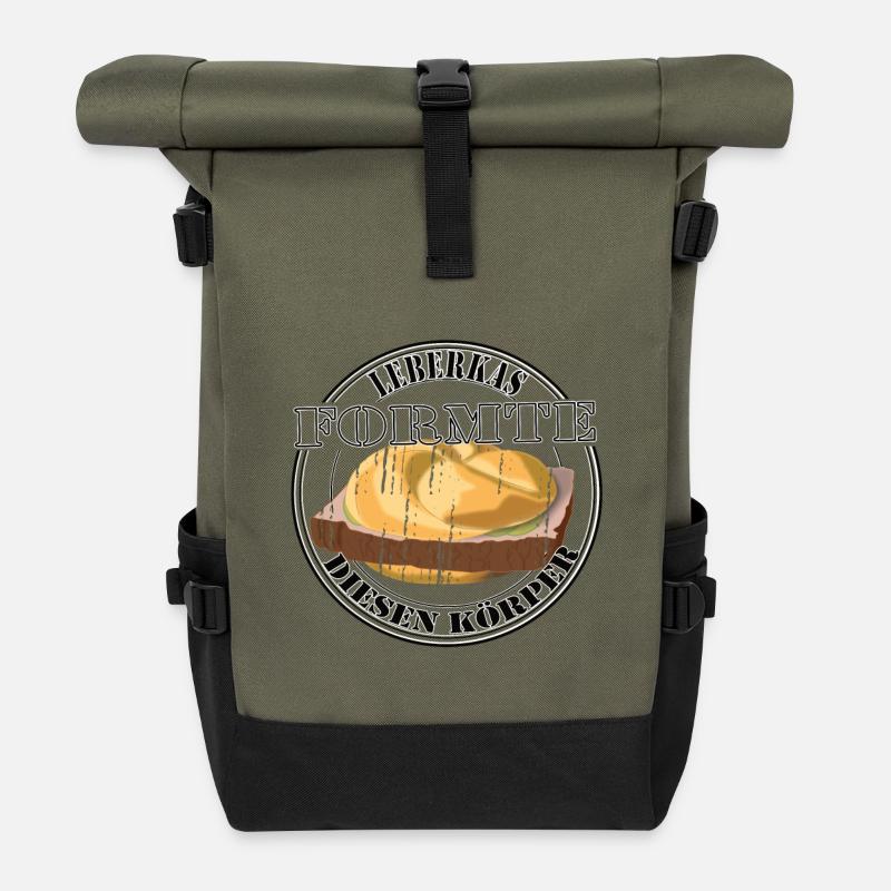 Leberkäs formte diesen Körper – Kultessen Humor - Rolltop Rucksack - Olive/Schwarz