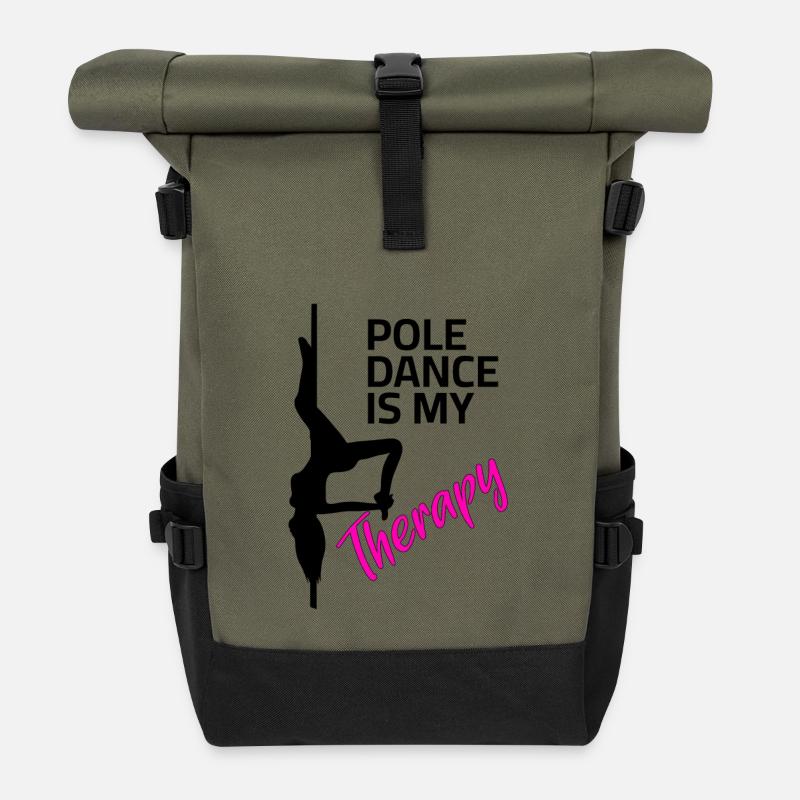 Thérapie par la pole danse - Sac à dos roll top - olive/noir