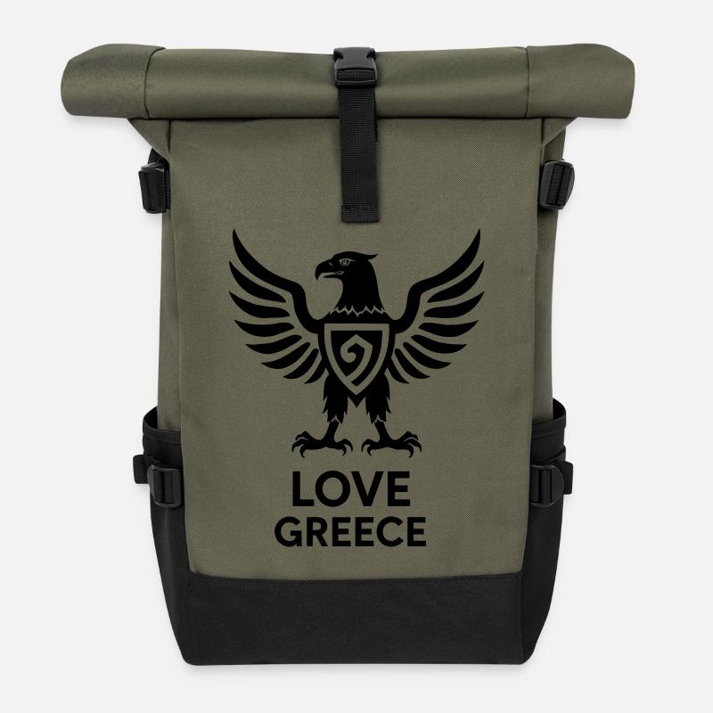 Love Greece 03 - Roll Top Backpack - olive/black