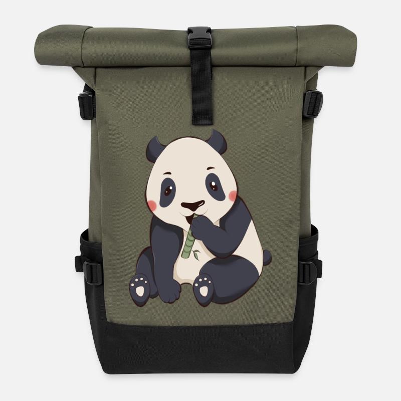 Panda - Roll Top Backpack - olive/black