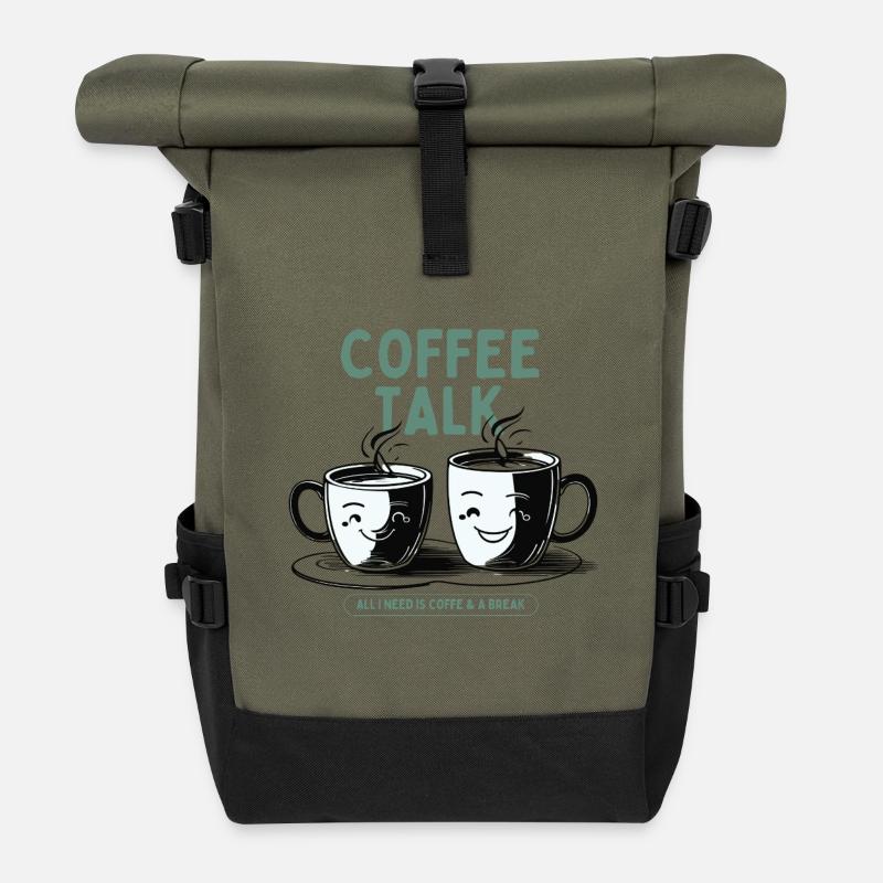 Coffee Addict – Coffee Lover Design - Roll Top Backpack - olive/black