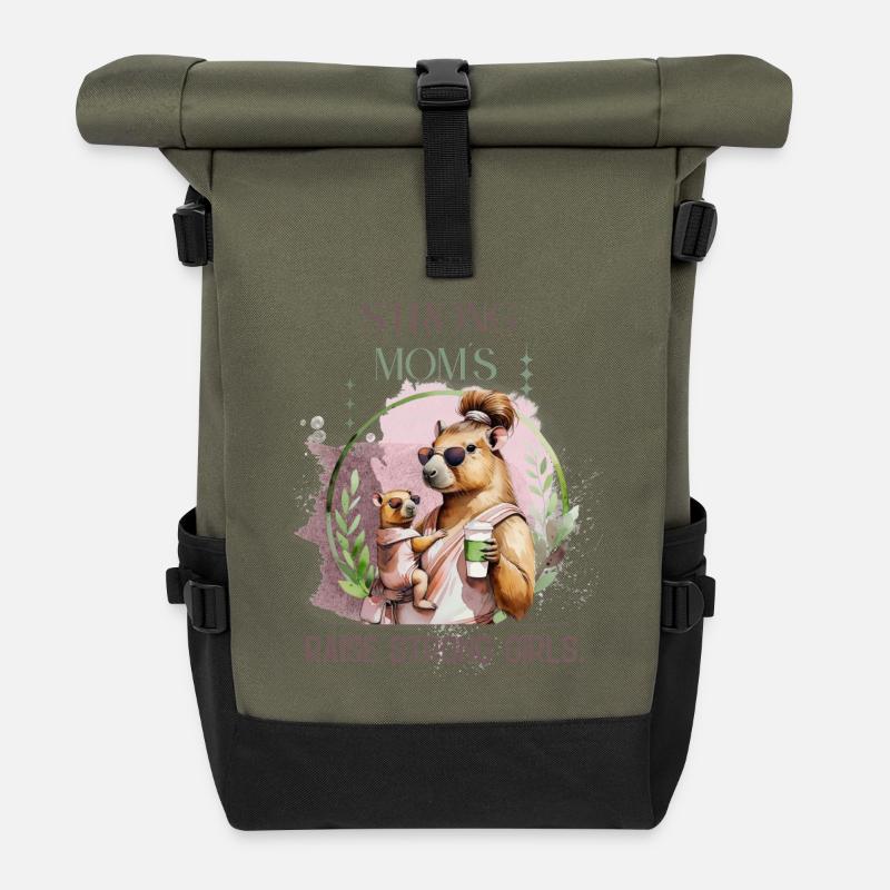 Mamans fortes élèvent des filles fortes – Maternité calme D - Sac à dos roll top - olive/noir