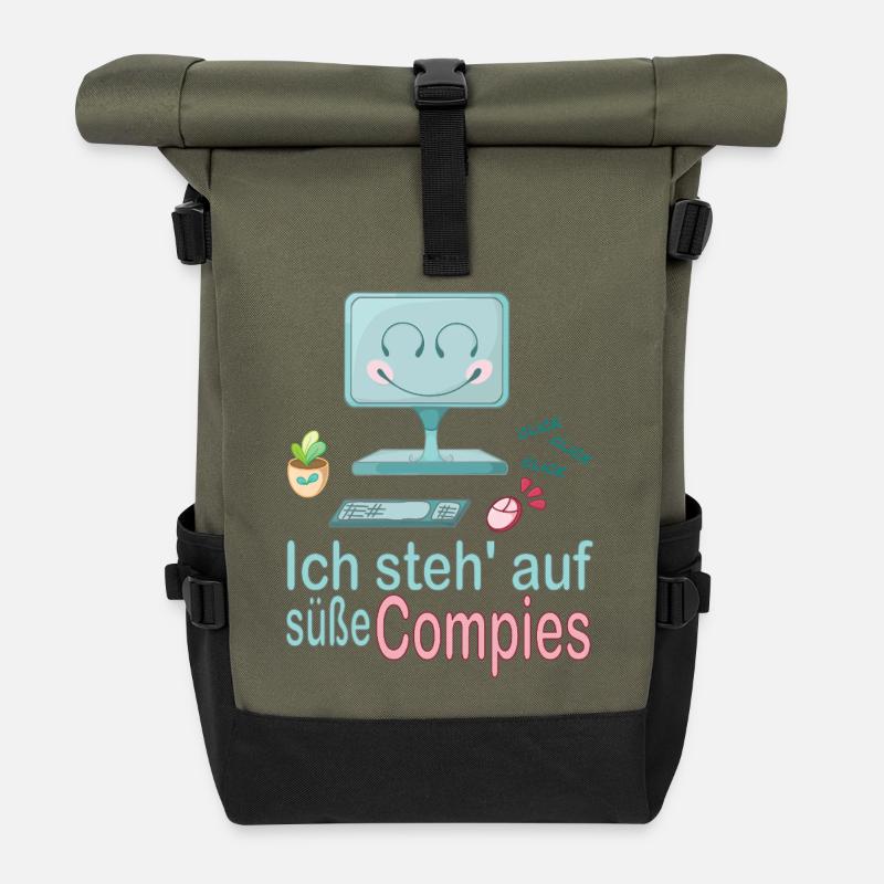 Ich steh' auf süße Computer - Rolltop Rucksack - Olive/Schwarz