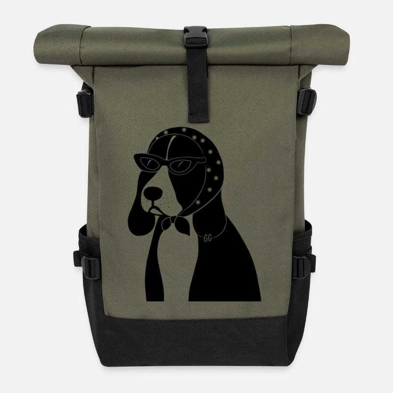 Beagle mit Stil - Rolltop Rucksack - Olive/Schwarz