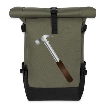 Marteau de charpentier – symbole d’un véritable savoir-faire - Sac à dos roll top - olive/noir - Devant