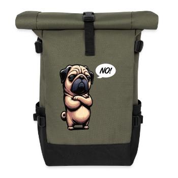 No Pug Pugs Pug Owner Pug Lover Pug Dog - Roll Top Backpack - olive/black - Front