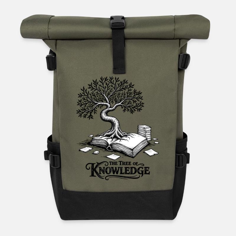 The Tree of Knowledge - Roll Top Backpack - olive/black