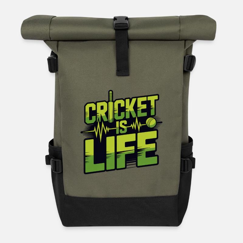 Funny Cricket Saying Vintage Cricket Game - Roll Top Backpack - olive/black