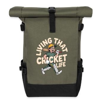 Lustiges Kricket Spruch Vintage Cricket Spiel - Rolltop Rucksack - Olive/Schwarz - Vorne