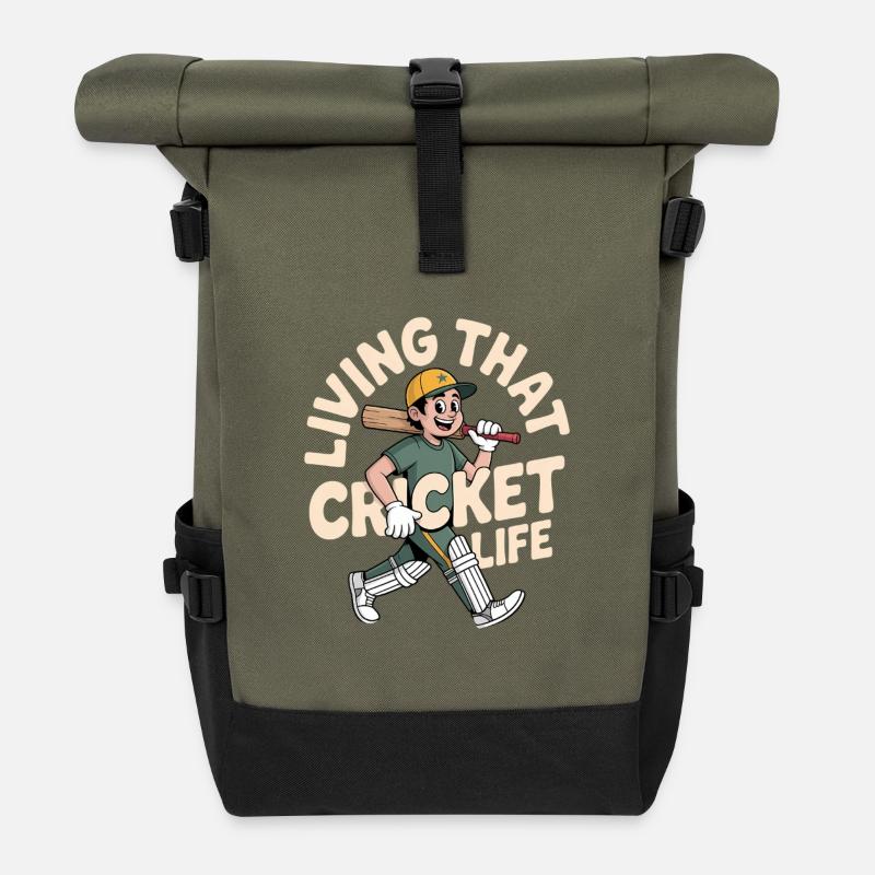 Funny Cricket Saying Vintage Cricket Game - Roll Top Backpack - olive/black