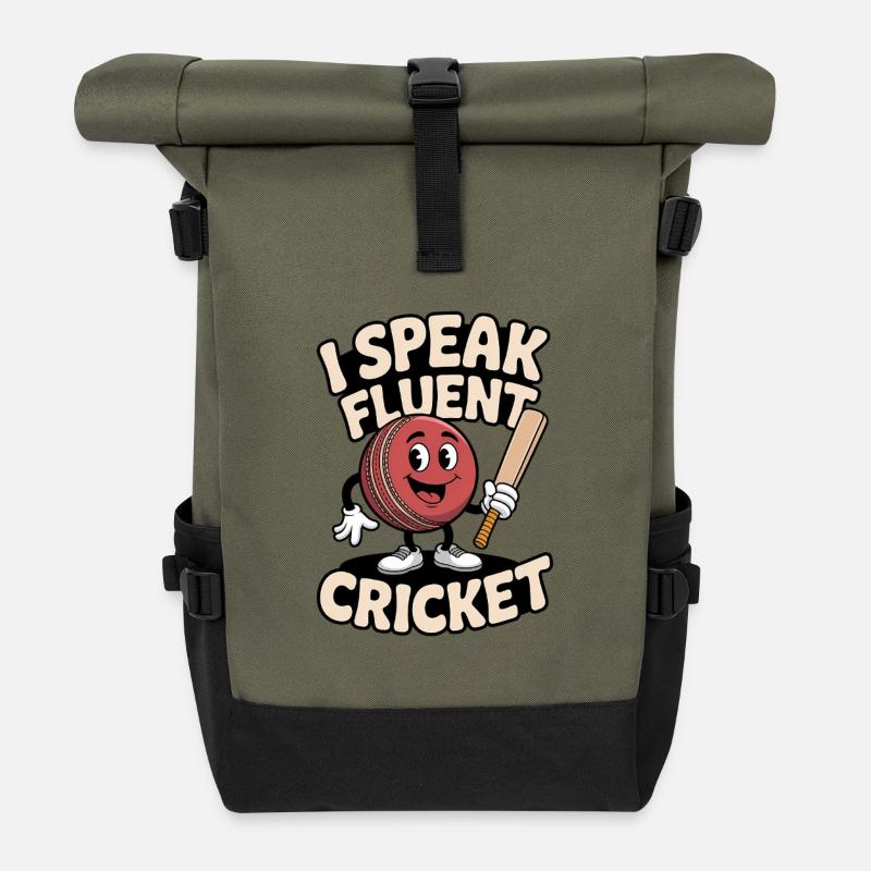 Funny Cricket Saying Vintage Cricket Game - Roll Top Backpack - olive/black