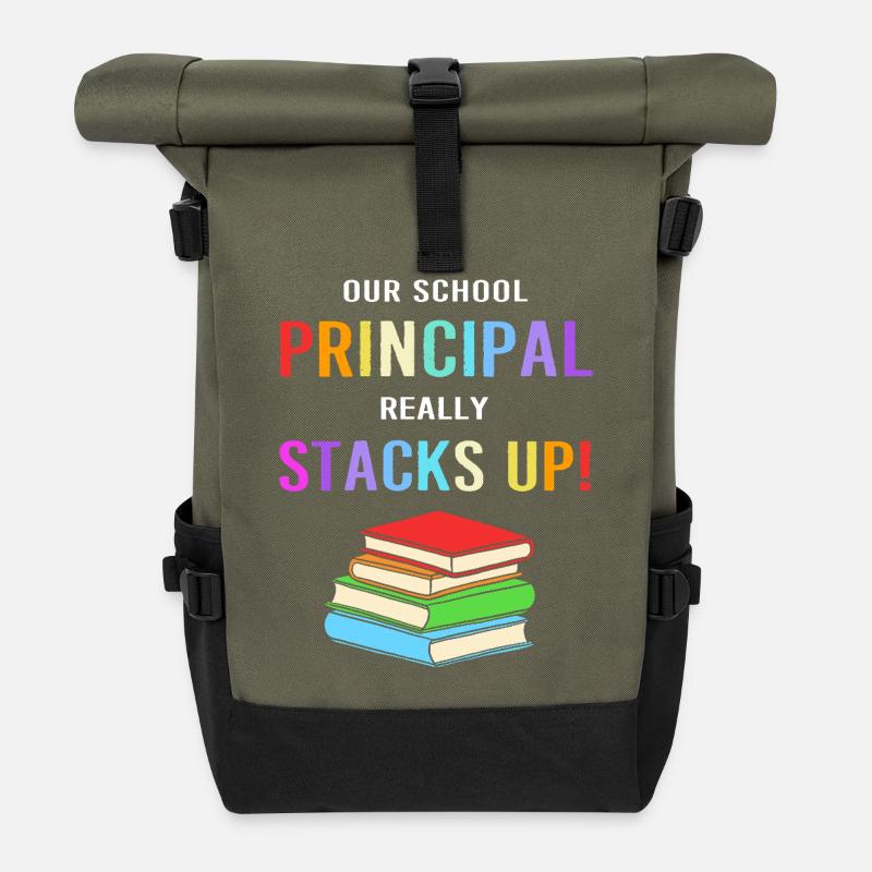 Direktor Schulleitung Schule Rektor Schulleiter - Rolltop Rucksack - Olive/Schwarz