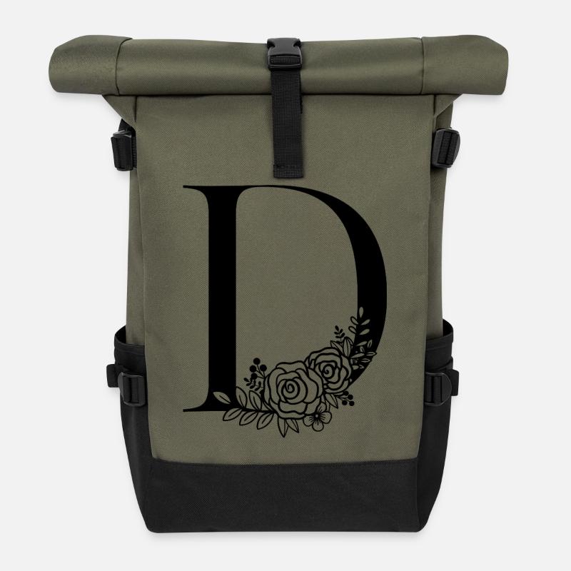 Alphabet D - Sac à dos roll top - olive/noir