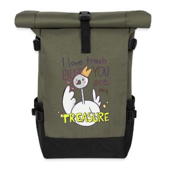 I love trash but you are my treasure - Rolltop Rucksack - Olive/Schwarz - Vorne