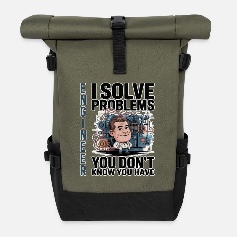 Engineer - For dark background - Roll Top Backpack - olive/black