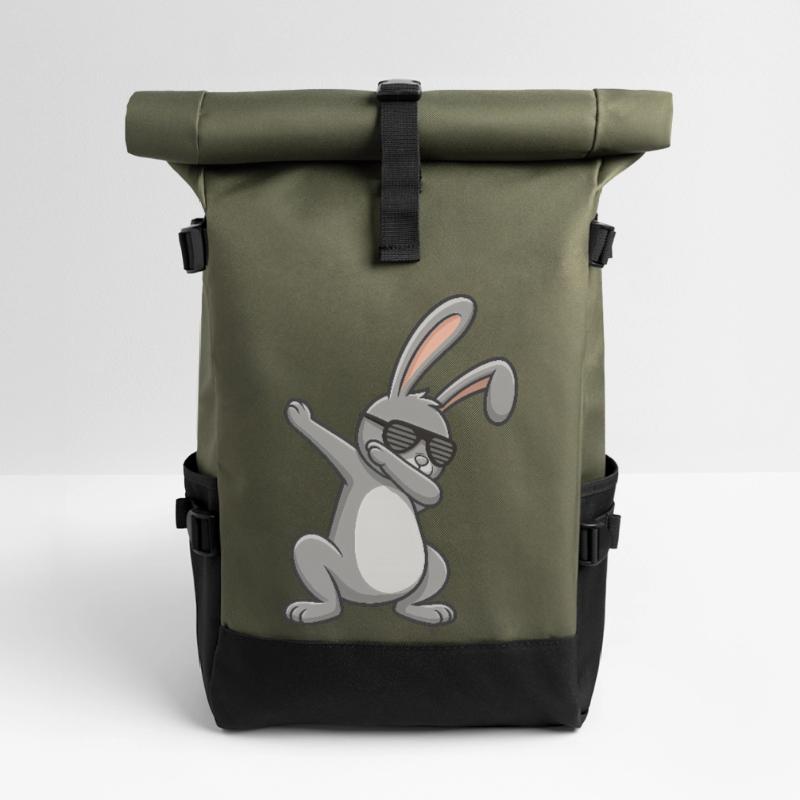Easter Bunny Dab Easter Dabbing Bunny Roll Top Backpack