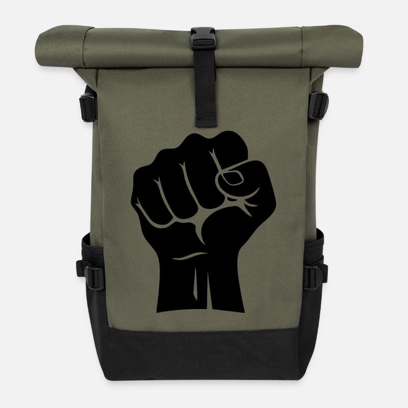 Karate Fist – Raised Power - Roll Top Backpack - olive/black