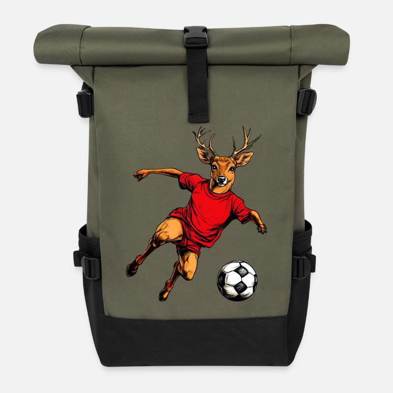 Soccer Hirsch - Roll Top Backpack - olive/black