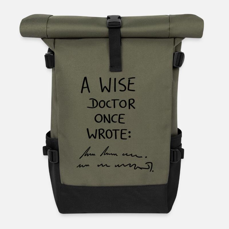 Un médecin sage écrivait un jour - Sac à dos roll top - olive/noir