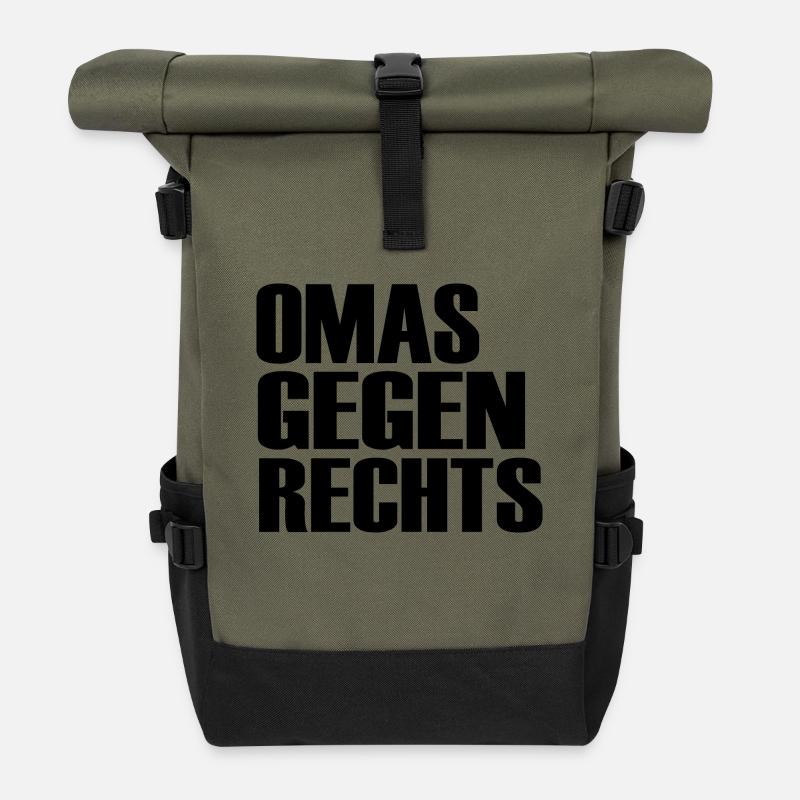 Omas gegen rechts - Rolltop Rucksack - Olive/Schwarz