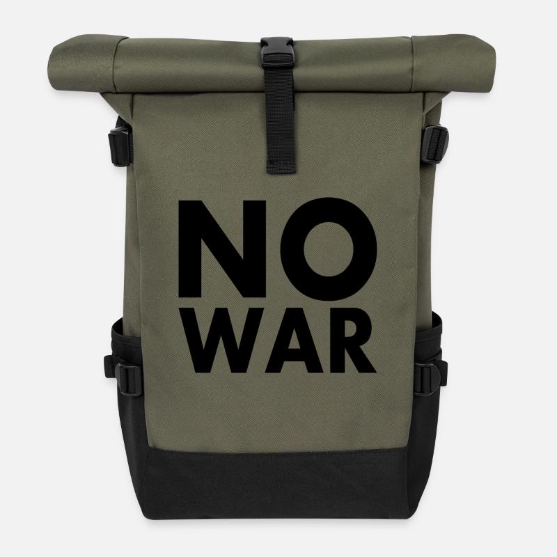 No war - Rolltop Rucksack - Olive/Schwarz