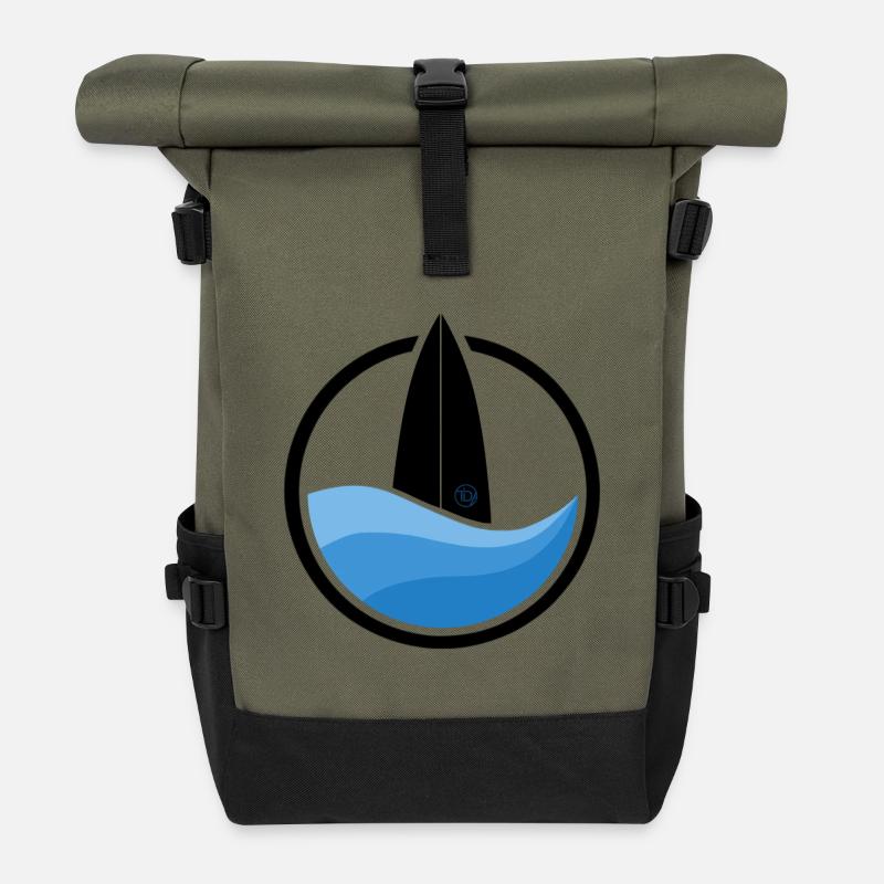 Surfwave I (black) - Rolltop Rucksack - Olive/Schwarz