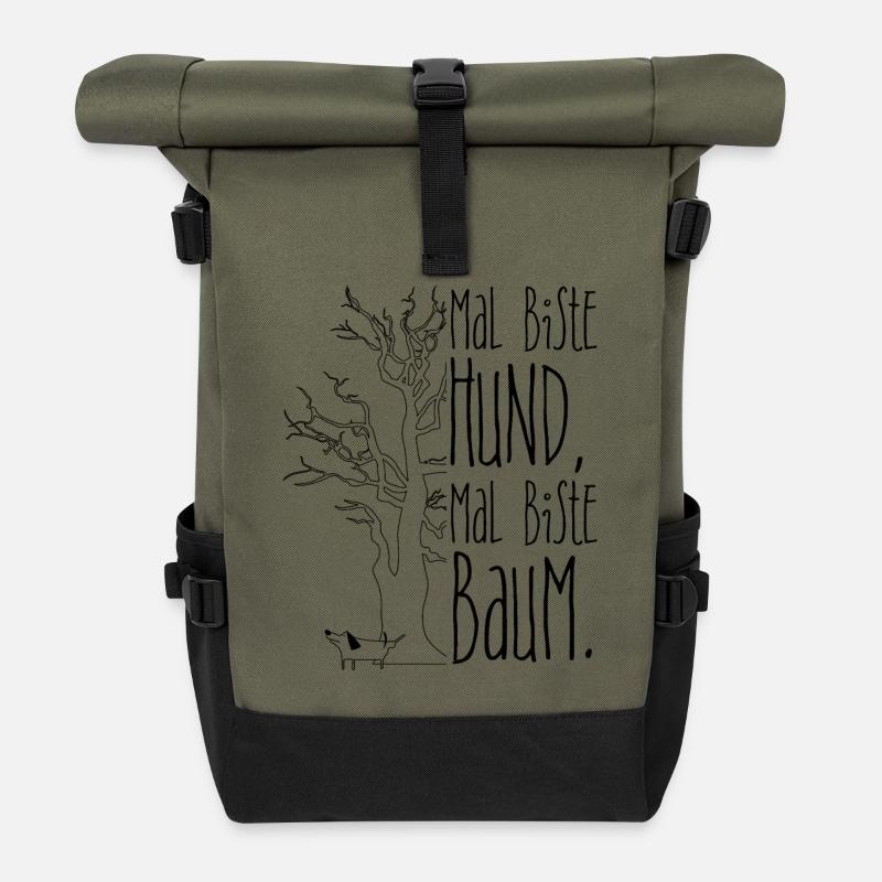 Mal Hund mal Baum - Rolltop Rucksack - Olive/Schwarz