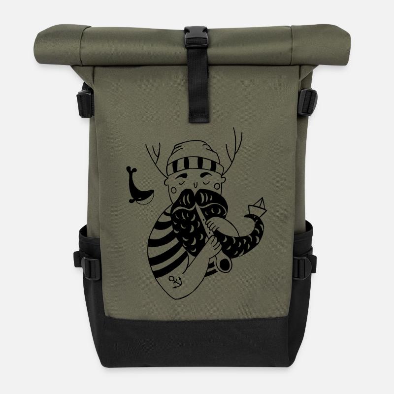 Seemann - Roll Top Backpack - olive/black