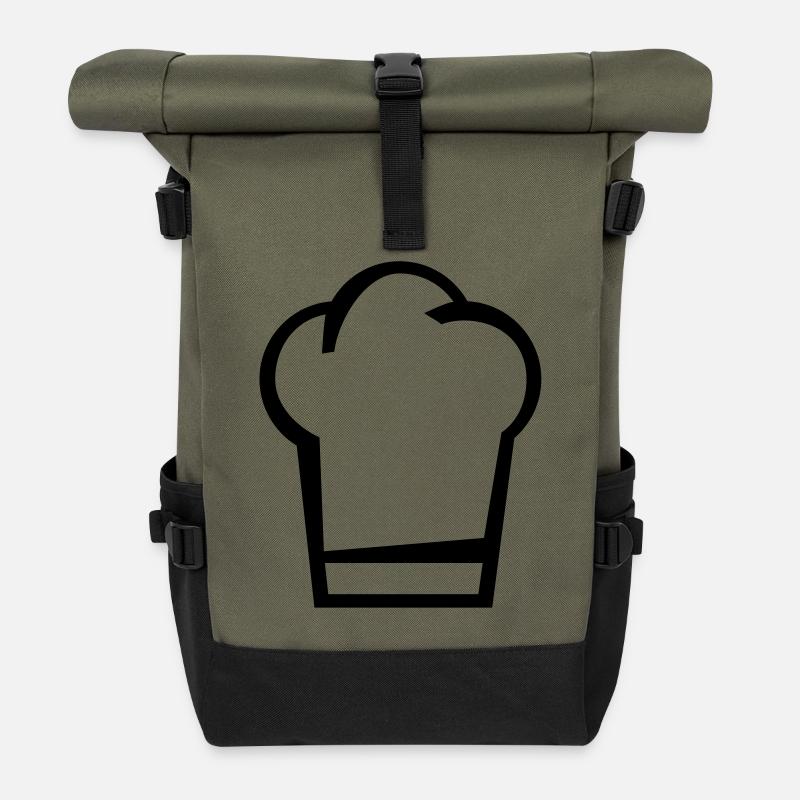 Kochmütze Symbol - Rolltop Rucksack - Olive/Schwarz