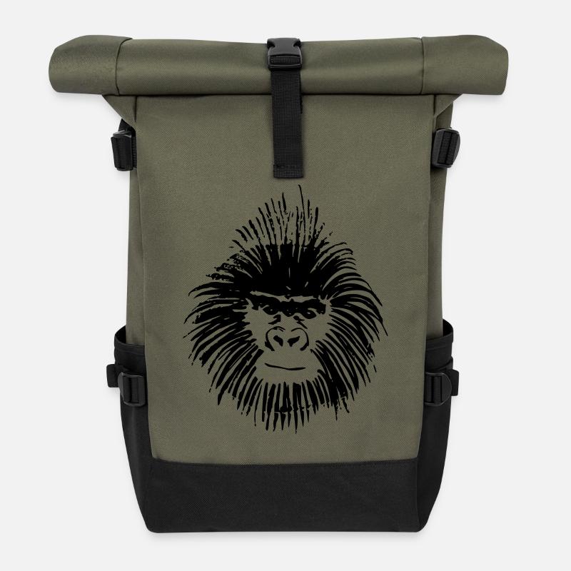 monkey - Roll Top Backpack - olive/black