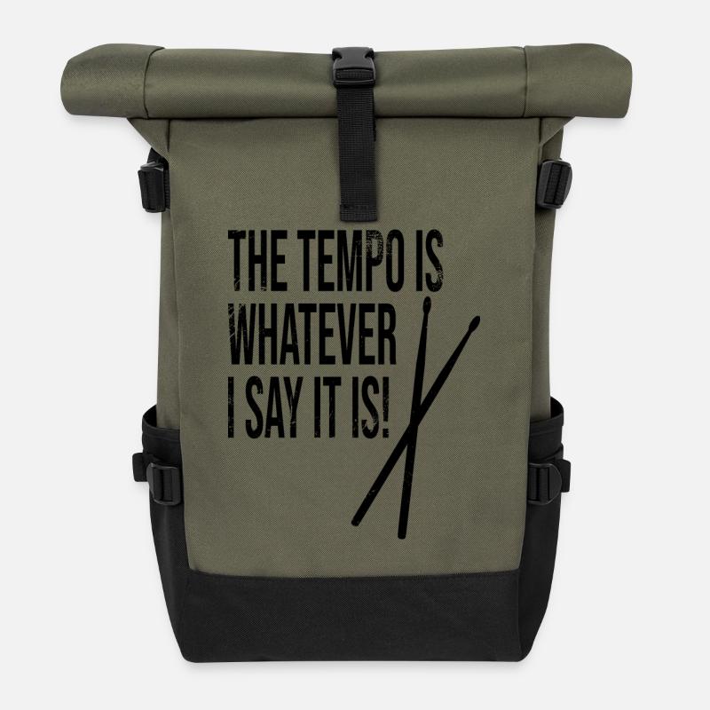 The Tempo Is Whatever I Say It Is / Drumsticks - Rolltop Rucksack - Olive/Schwarz