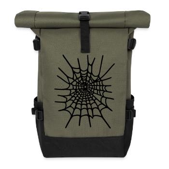 Spinnennetz Halloween - Rolltop Rucksack - Olive/Schwarz - Vorne