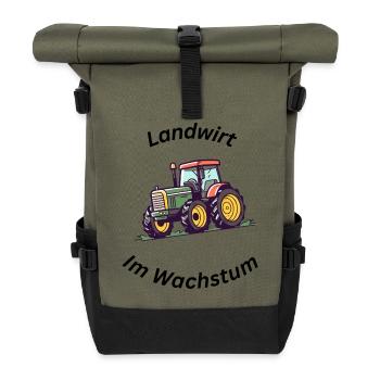 Landwirt im Wachstum - Rolltop Rucksack - Olive/Schwarz - Vorne