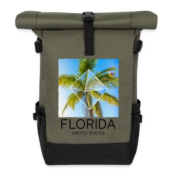 Florida USA Miami America Summer Palm Trees Beach - Roll Top Backpack - olive/black - Front