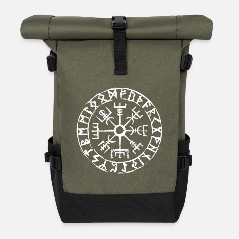 Vegvisir Wikinger Kompass - Rolltop Rucksack - Olive/Schwarz