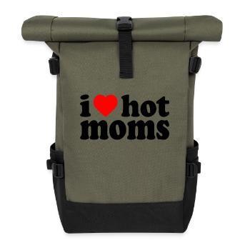 I love hot moms - Rolltop Rucksack - Olive/Schwarz - Vorne