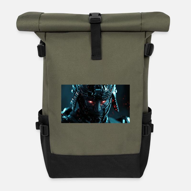 Cybernetic Futuristic Armor - Roll Top Backpack - olive/black