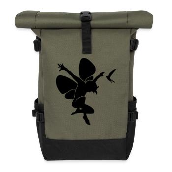 Elfe mit Schwalbe / elf 'n swallow (1c) - Roll Top Backpack - olive/black - Front