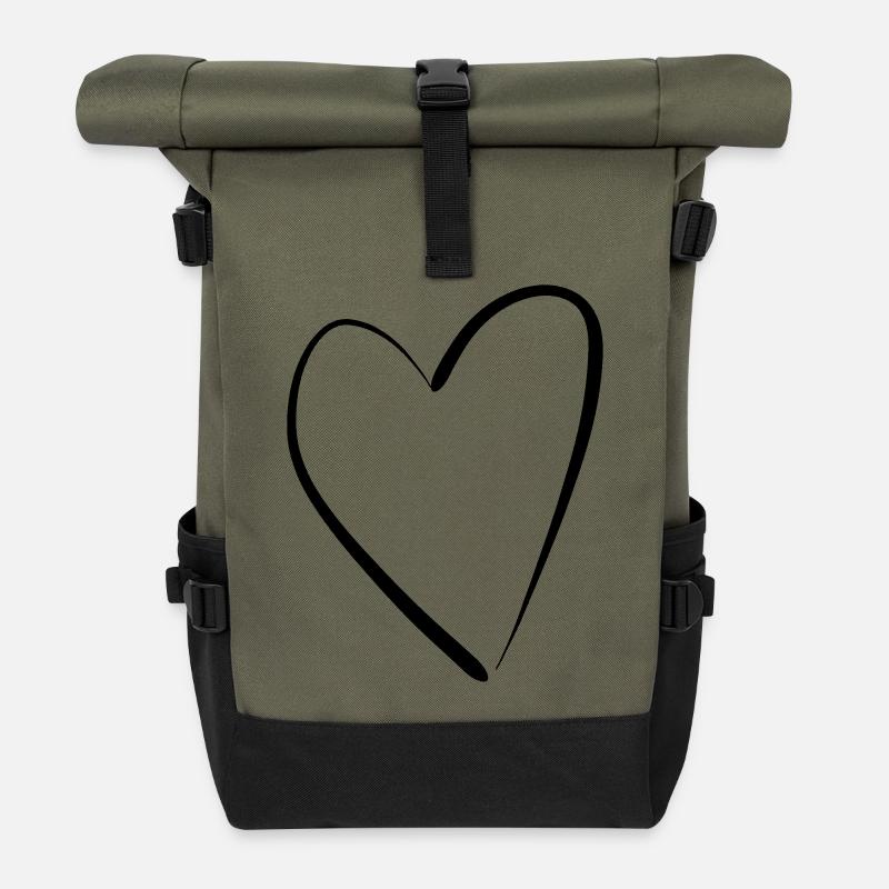 cœur - Sac à dos roll top - olive/noir