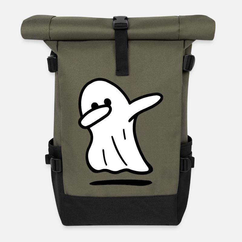 Geist / Lustiger Geist / Halloween / Dabbing-Geist - Rolltop Rucksack - Olive/Schwarz