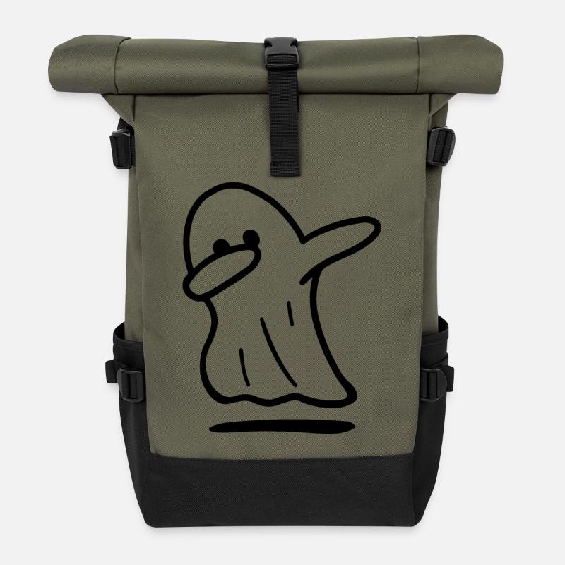 Geist / lustiger Geist / Halloween / betupfender Geist - Rolltop Rucksack - Olive/Schwarz