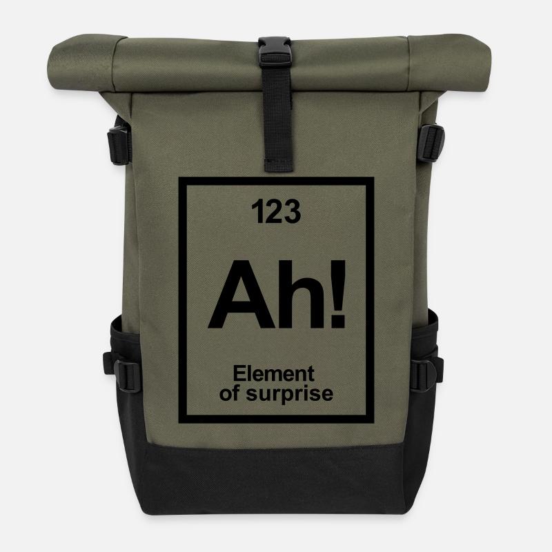periodic table - Roll Top Backpack - olive/black