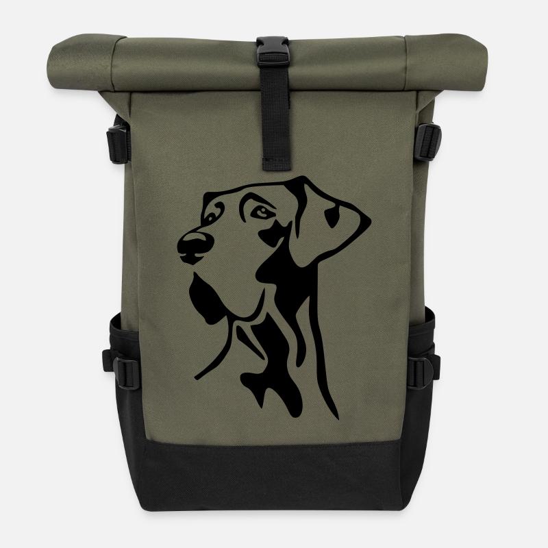 Deutsche Dogge Kopf - Rolltop Rucksack - Olive/Schwarz
