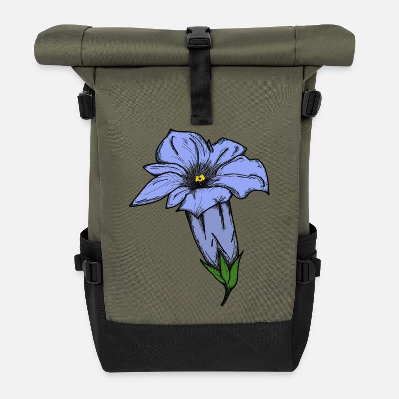 Gentiane, dessinée - Sac à dos roll top - olive/noir