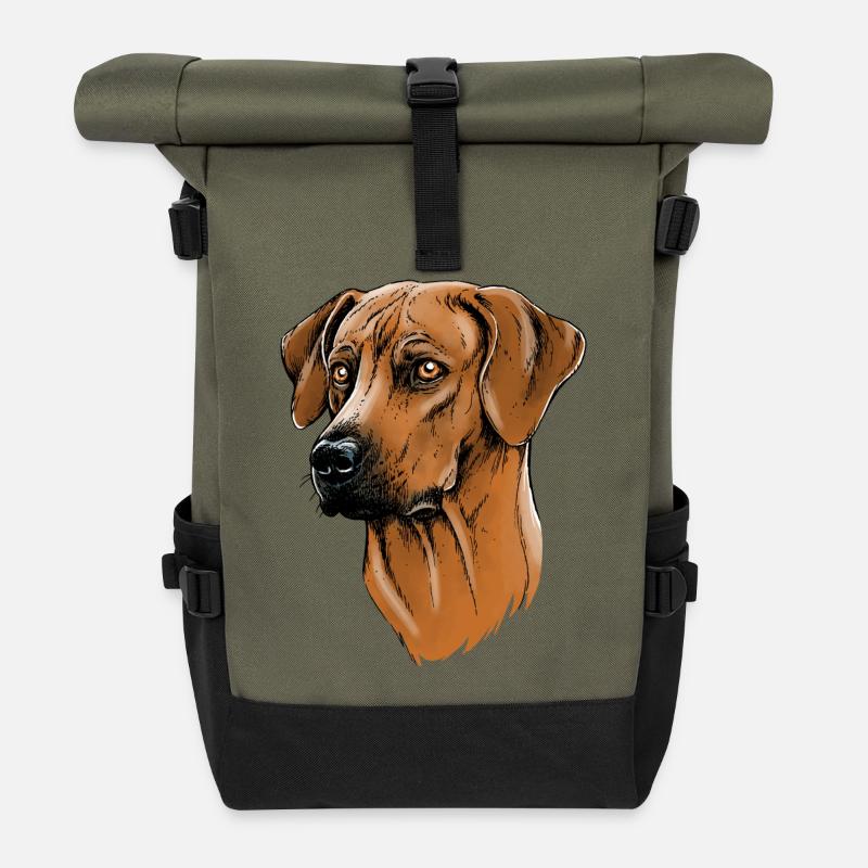 Rhodesian Ridgeback - Sac à dos roll top - olive/noir