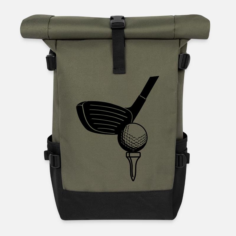 Golf ball and sticlk - Roll Top Backpack - olive/black