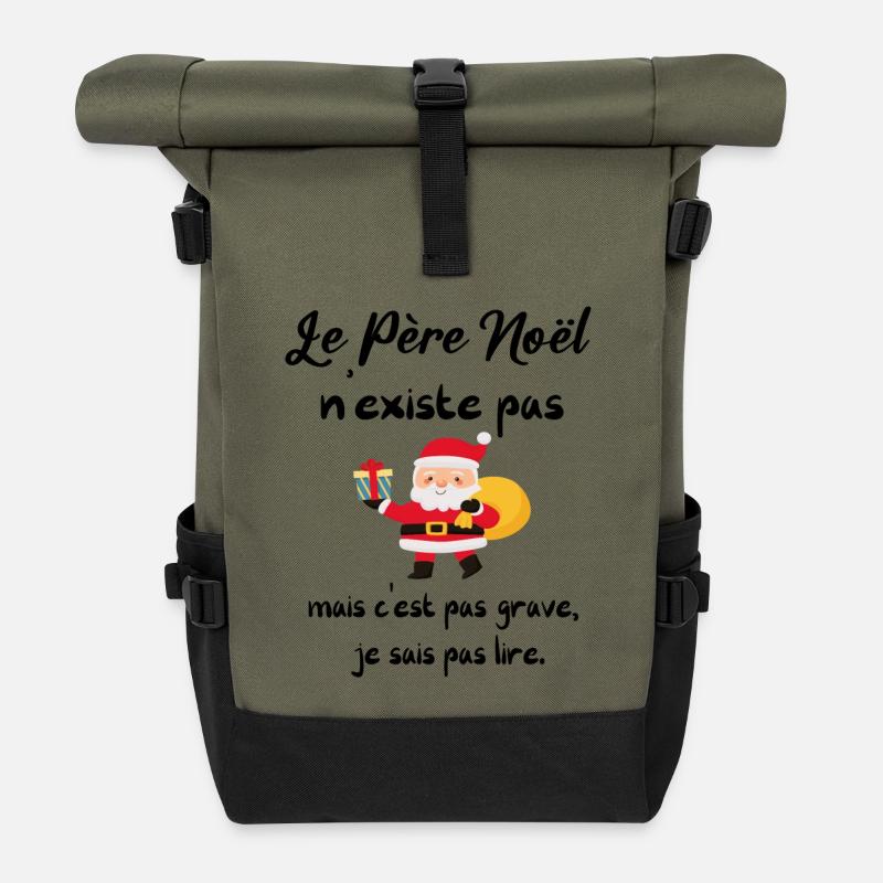 Le Père Noël n'existe pas - Sac à dos roll top - olive/noir