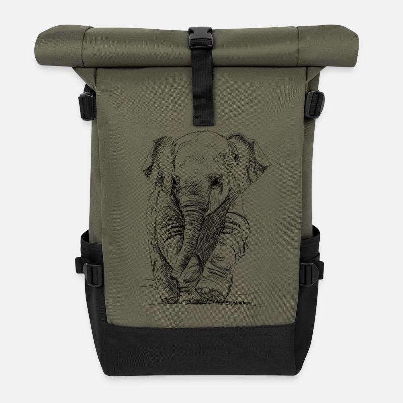 Elephant - Roll Top Backpack - olive/black